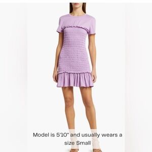 NWT Veronica Beard Lavender Smocked T-shirt Dress